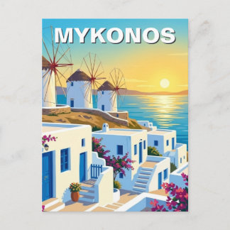 Cartão Postal Mykonos Greece Cyclades Travel Street