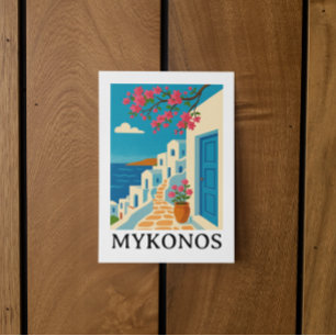 Cartão Postal Mykonos Vintage Grécia Viagem - Arte Colorida