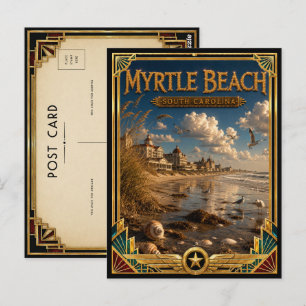 Cartão Postal Myrtle Beach Carolina do Sul Arte Deco Vintage