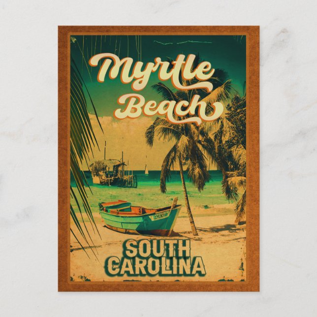 Cartão Postal Myrtle Beach South Carolina Retro Sunset Souvenir (Frente)