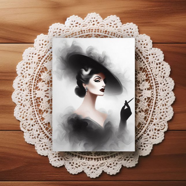 Cartão Postal Mysterious 1940's Female Portrait Art (Criador carregado)