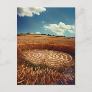 Cartão Postal Mysterious Crop Circle in Golden Wheat Field