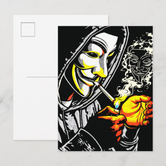 Cartão Postal Mysterious Hooded Mask Smoker Pop Art