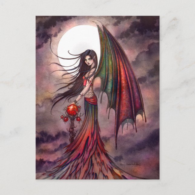 Cartão Postal Mystic Autumn Vampire Halloween Fairy Fantasy Art (Frente)
