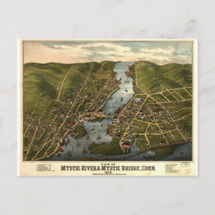 Cartão Postal Mystic Connecticut em 1879