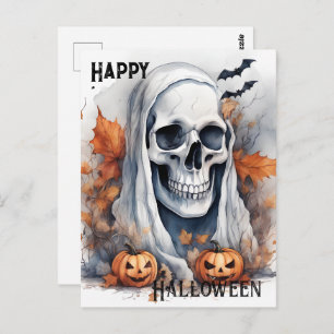 Cartão Postal Mystic Halloween Ghost Art Skull Gift