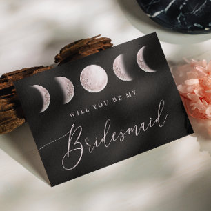 Cartão Postal Mystical Blush Moon Proposta da Black Bridesmaid
