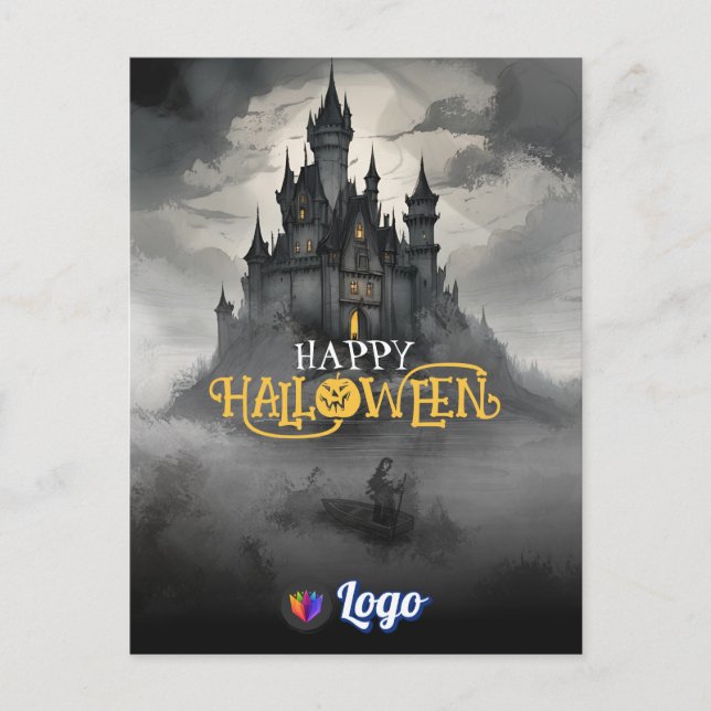 Cartão Postal Mystical Castle Halloween Gothic Spooky Design (Frente)