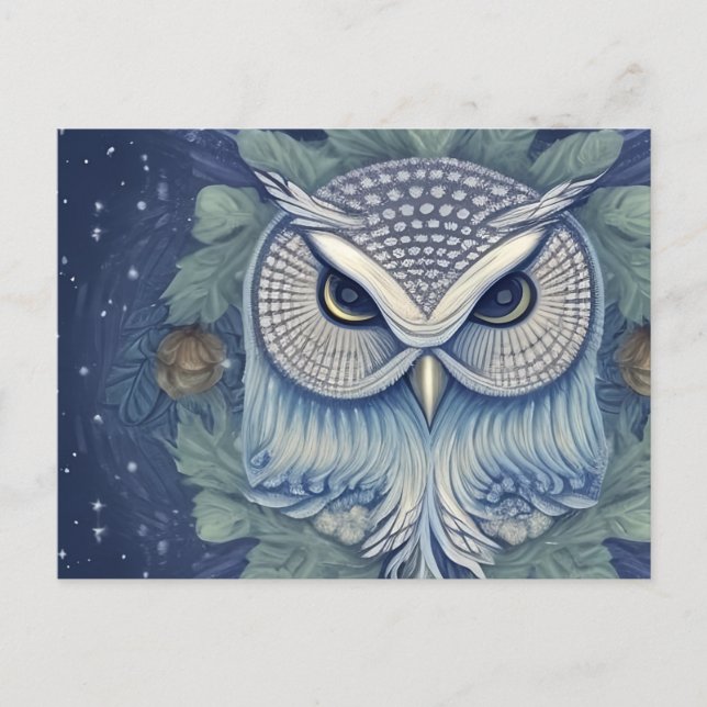 Cartão Postal Mystical Fantasy Forest Owl (Frente)