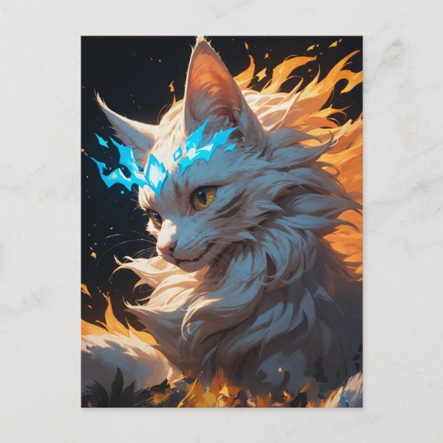 Cartão Postal Mystical Flame Cat Familiar (Frente)