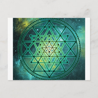 Cartão Postal Mystical Green Sri Yantra