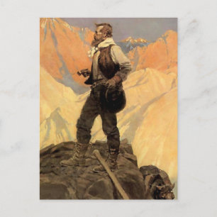 Cartão Postal N C Wyeth Western Painting "O Prospector"