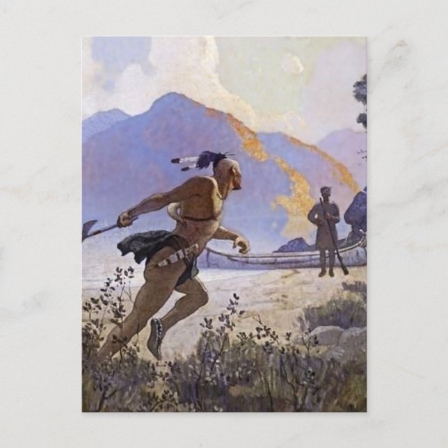 Cartão Postal N C Wyeth Western Painting "O Tomahawk" (Frente)
