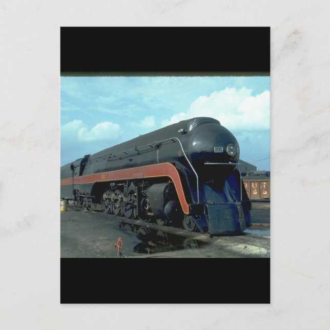 Cartão Postal N&W 4-8-4 #611. (trem;céu;nuvens;trilha;)_Trains (Frente)