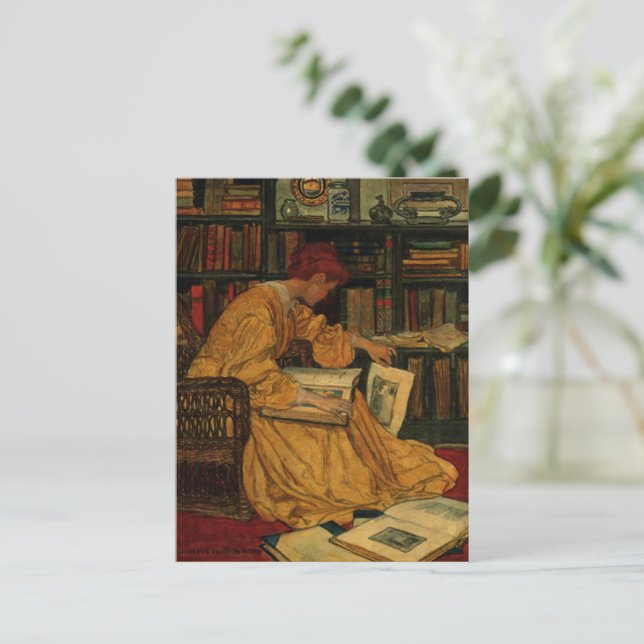 Cartão Postal Na Biblioteca (Em pé/Frente)