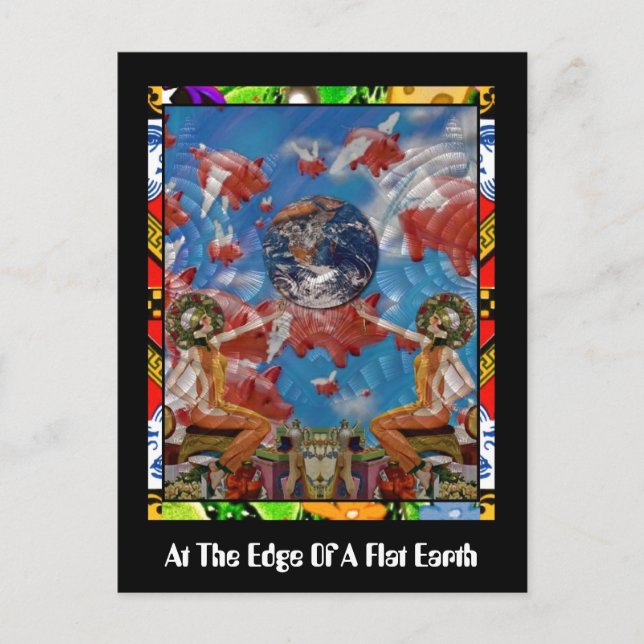 Cartão Postal Na Borda De Uma Terra Plana (Frente)