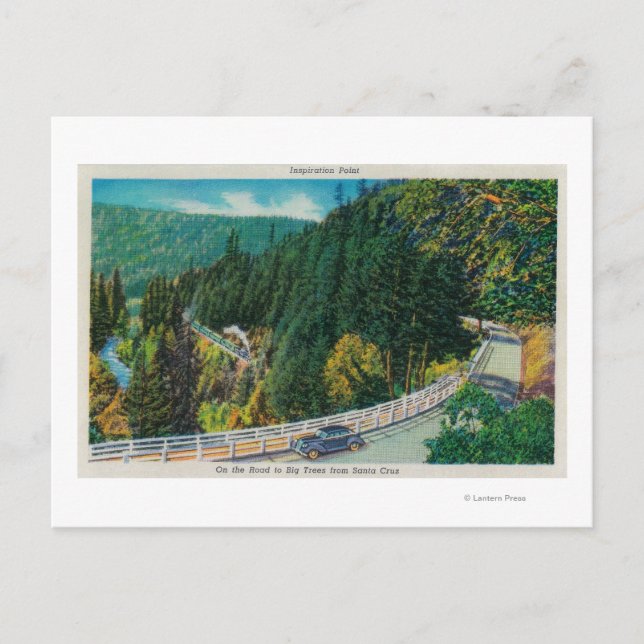 Cartão Postal Na estrada para as grandes árvores de Papais noeis (Frente)