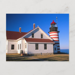 Cartão Postal NA, EUA, Maine. Farol de West Quoddy perto