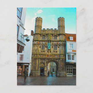 Cartão Postal Na Grã-Bretanha, portão da Catedral de Canterbury