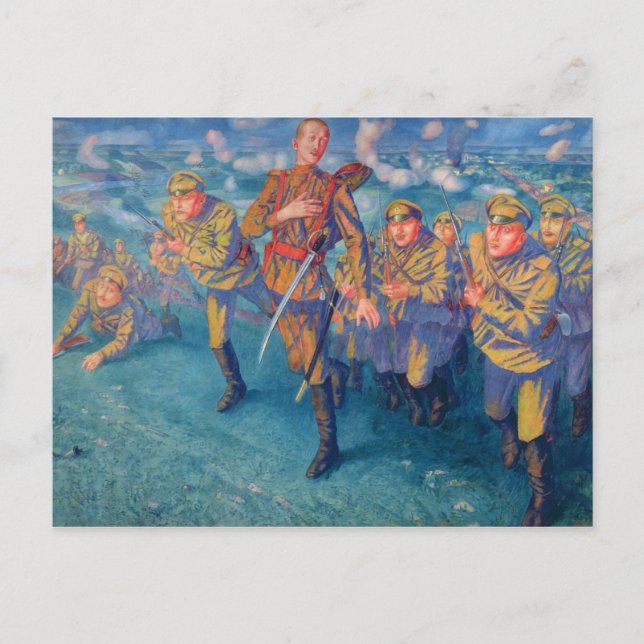 Cartão Postal Na linha de fogo, 1916 (Frente)