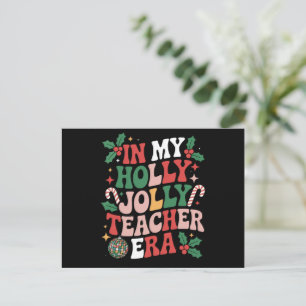 Cartão Postal Na Minha Alegre Era de Natal Holly Professor Vibes