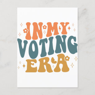 Cartão Postal Na Minha Época De Voto, Retro Wavy