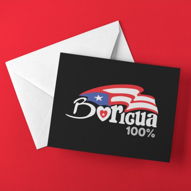 Cartão Postal Na moda Boricua 100% Bandeira do Patrimônio de Por (Stylish Boricua 100% Puerto Rico Heritage Flag Postcard)
