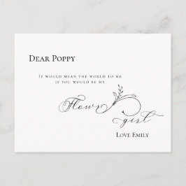 Cartão Postal Na moda Leaf Black Script Flowergirirl Request