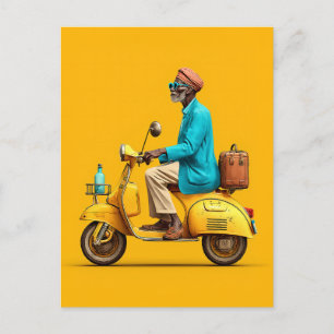 Cartão Postal Na moda Patinete Retro