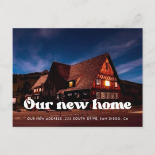 Cartão Postal Na moda retro anúncio em movimento preto e branco