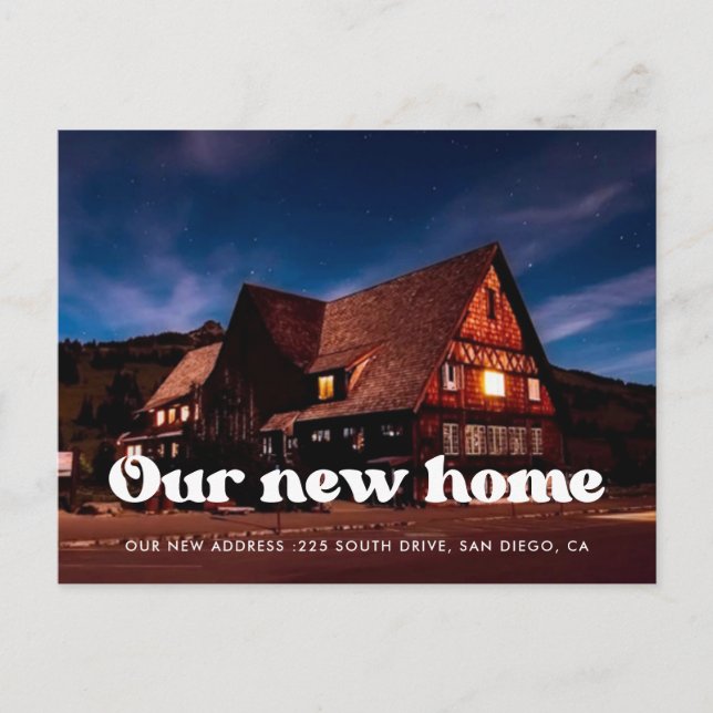 Cartão Postal Na moda retro anúncio em movimento preto e branco (Frente)