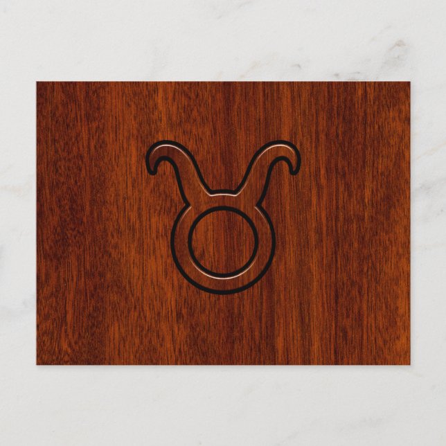 Cartão Postal Na moda Taurus Zodiac Sinal em Mahogany como impre (Frente)