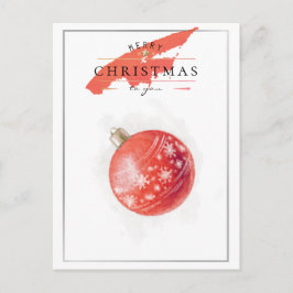 Cartão Postal Na moda Watercolor Árvore Árvore de Natal Red Ball