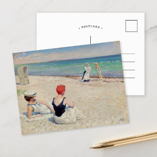 Cartão Postal Na praia, Falsterbro Paul Fischer