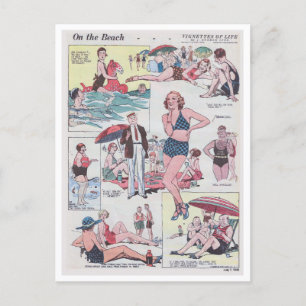 Cartão Postal Na Praia - Vintage - 1935