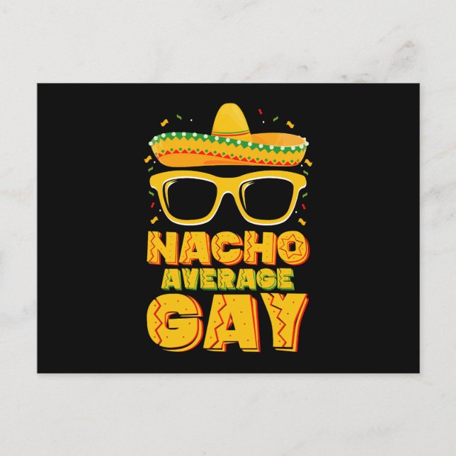 Cartão Postal Nacho Média Gay mexicana LGBTQ Cinco de Mayo (Frente)