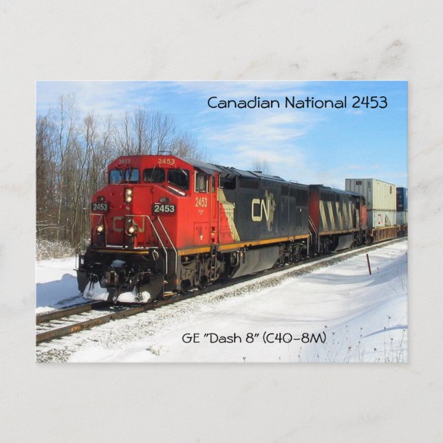 Cartão Postal Nacional Canadense CN 2453 - GE Locomotive "Dash 8 (Frente)