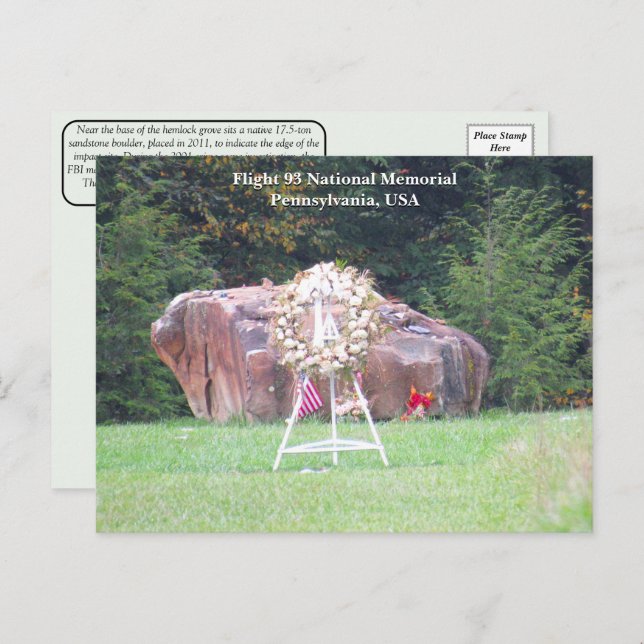 Cartão postal nacional Memorial 9/11 Voo 93 (Frente/Verso)