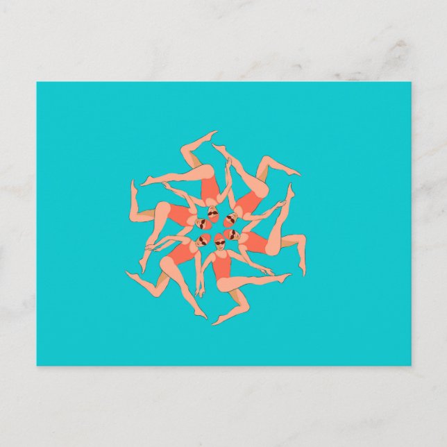 Cartão Postal Nadadores - Coreografia de Nadação Sincronizada (Frente)