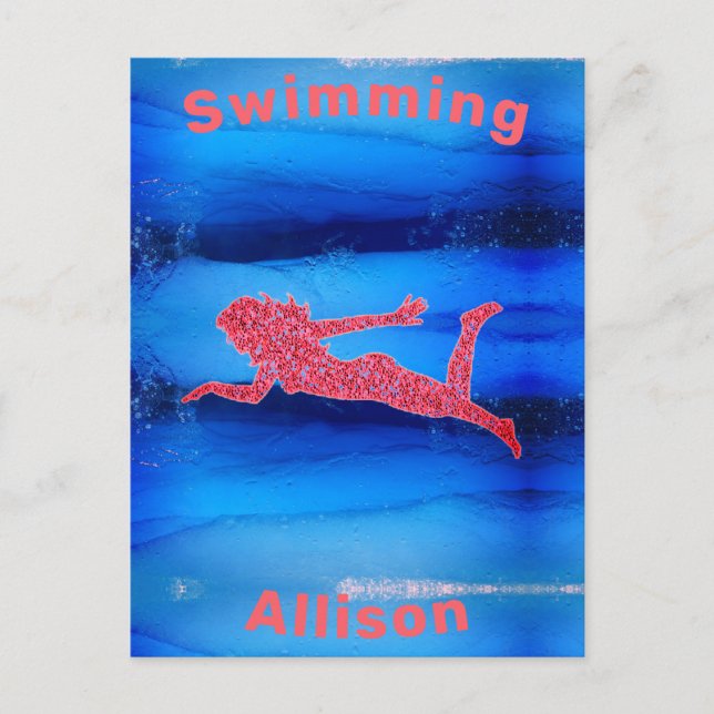 Cartão Postal Nadando Sob Água Meninas (Frente)