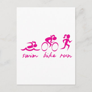 Cartão Postal Nadar Bicicleta Correr Tri Menina