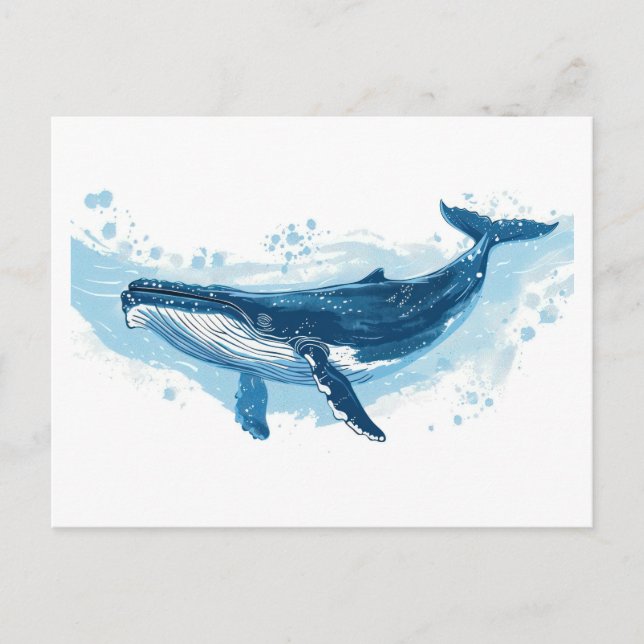 Cartão Postal Nado de mamífero de baleia azul (Frente)