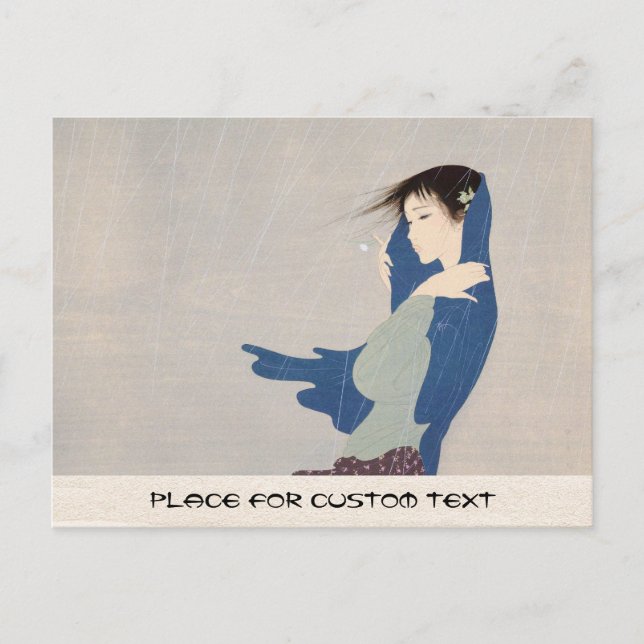 Cartão Postal Nakajima Kiyoshi Fine Rain arte japonesa (Frente)