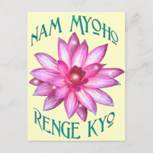 Cartão Postal Nam Myoho Renge Kyo com Design de Flor de Lotus