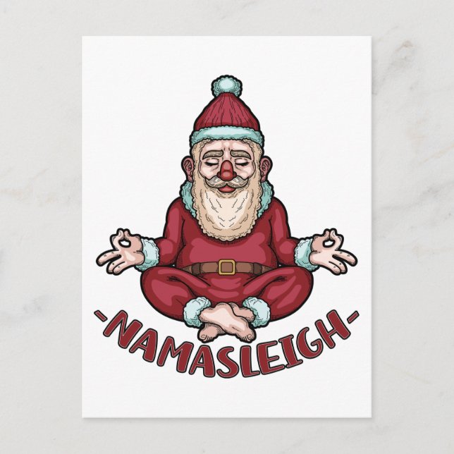 Cartão Postal Namasleigh Funny Santa Claus Yoga Medita Xmas (Frente)