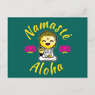 Cartão Postal Namaste Aloha, sinal de mão Buddha Humor