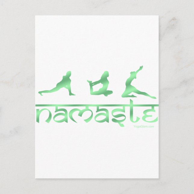 Cartão Postal Namaste yoga apresenta verde (Frente)