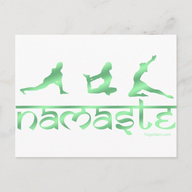 Cartão Postal Namaste yoga poses green (Frente)