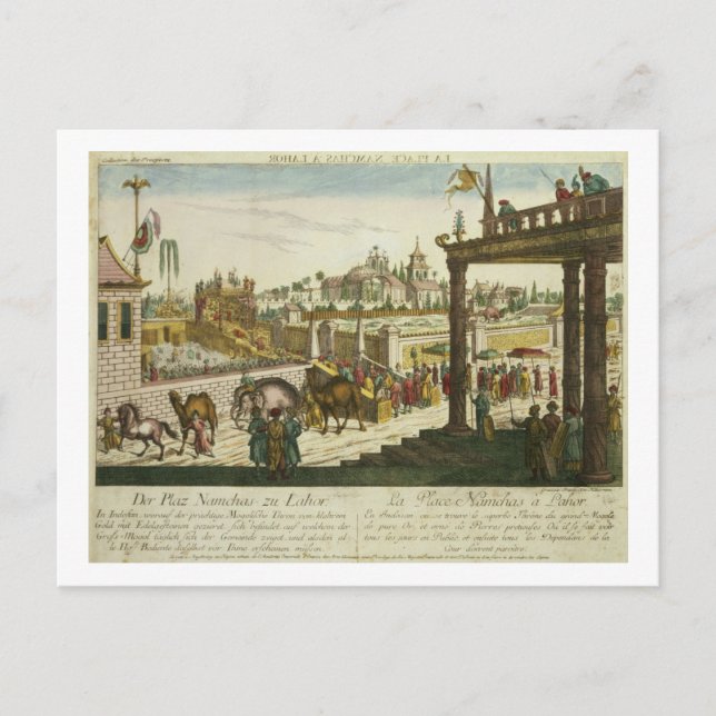 Cartão Postal Namchas Place em Lahore, mostrando o trono ouro (Frente)