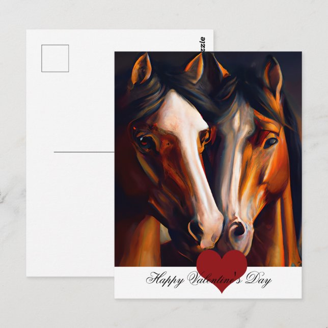 Cartão Postal Namorada que ama cavalos (Frente/Verso)